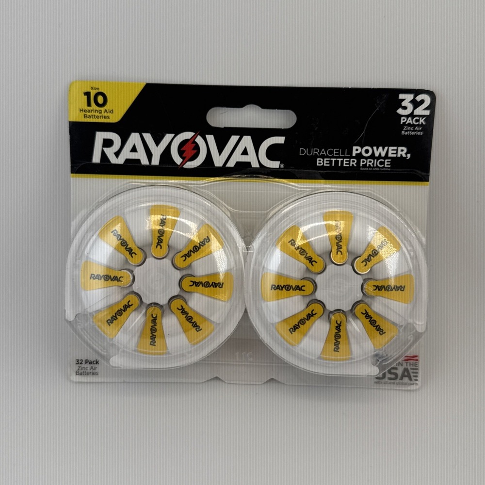 Rayovac Size 10 Hearing Aid Batteries (32 Pack) Batteries New